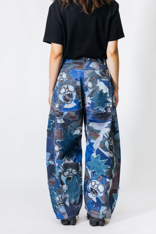BARREL FIT JEANS MET PATCHWORKPRINT